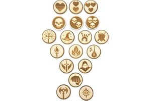 PRINTABLE ADVENTURE Fichas de héroes DnD grabadas con láser en madera: 18 marcadores de mapa de batalla para todas las clases y tiradas de salvación contra la muerte. Accesorios para el juego de mesa Dungeons and Dragons