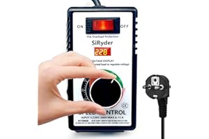 SIRYDER Regulateur Tension 220V,10A Régulateur De Tension Protection Contre Les Surcharges Convient Pour Les Meuleuses D'angle Perceuses à Main Scies Circulaires