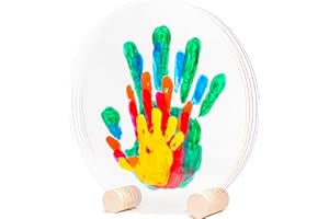PATROCLE LouYou Empreintes de Bonheur - Kit Empreinte Famille de 5 Made in France Peps - Coffret Naissance - Idée Cadeau Anniversaire - Fête des Mères - Support bois - 5 plexiglass
