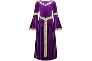 Alvivi Mittelalterliches Kleid Mädchen Mittelalter Kleid Vintage Bandage Renaissance Kleid Maxikleid Cosplay Karneval Fasching Partykleid