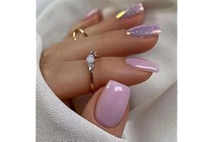 CEBOIC 24 PCS Unghie Finte Corte Quadrate Francese Press on Nails Ballerina Attaccare Sulle Unghie Acrilico Copertura Completa Unghie Adesive con Disegno per Donne e Ragazze