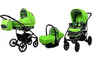 BabyLux® Bambini Passeggino Completo Set 3 in 1 - Largo - incl. Navicella, Canna, Seggiolino Auto - Carrozzina Neonati Sistema Combinato - con Borsa fasciatoio, Copertura antipioggia ecc.