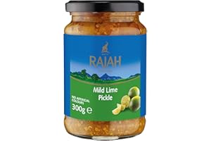 Rajah Mild Lime Pickle – Mild eingelegte Limetten – Ideal als Begleitung zu Curry, Fleisch, Käse, Poppadums & Vorspeisen – 3 x 300 g