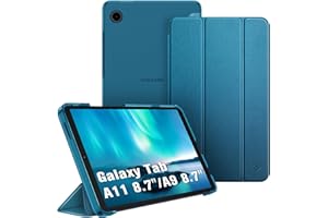FINTIE Case for Samsung Galaxy Tab A11 8.7 Inch 2025/ Galaxy Tab A9 8.7 Inch Screen Size, Ultra Thin Protective Case with Translucent Back Cover for Tablet A11/ A9, Peacock Blue