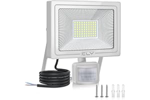 CLY Projecteur Extérieur LED avec Détecteur de Mouvement 60W, Spot Extérieur 5200LM Éclairage Exterieur avec Detecteur 6500K Blanc Froid Lampe LED Détecteur de Mouvement IP66 pour Garage, Balcon