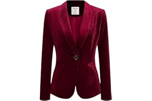 Allegra K Women's Velvet Blazer Solid Color Long Sleeve Notched Lapel Single Breasted Suit Jackets