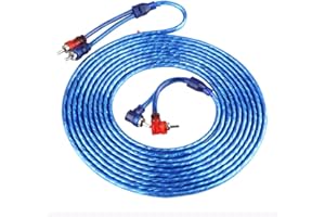 Qiilu 5 Meter Car-Audio-Kabel, AUTO Car Blue Transparentes Cinch-Audio-Verbindungskabel Ultra Flexibel