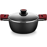 BRA Premiere | Casserole 24 cm, Cast Aluminium | Die-Cast Aluminium, Tricayer, Reinforced Non-Stick Coating, 2 Removable Sili