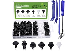 Litorange 95 Stück Auto-Befestigungsclips & 5 Stück Zierleisten-Entfernungswerkzeuge, 6 Arten von Auto-Halterungs-Clips, Nieten, Montage-Set für Autotür, Stoßstange, Dichtungsstreifen, feste Clips