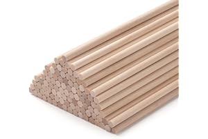 COOWAYZE Holzstäbe zum Basteln, Holzstäbchen zum Basteln Ø 5mm Länge 15 cm, 100 Stück Rundholz Natur Bastelholz für Makramee Stöcke, Unfertige Hartholz Stäbchen für Handwerk, Tiered uchen Unterstützung