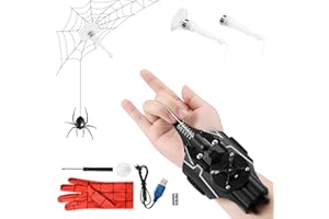 RIKMODY Spider Web Shooter for Kids & Men, Web Shooter Launcher String Toy Real Silk, Movie Launchers Wrist Toy, 9.8ft Range,Electric Reel-in Spider Launcher Gloves, Role Playing Cosplay Funny Gadgets Toys