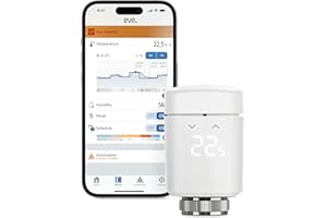 EVE Thermo (Matter) vanne de radiateur à Thermostat Intelligent, contrôle Automatique de la température, Alexa, Apple Maison, Samsung SmartThings, Google Home, nécessite Un Thread Border Router