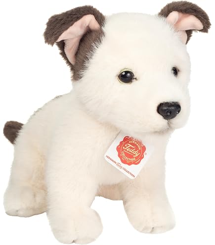 Peluche Chiot Berger Blanc Suisse Assis 26 Cm – Doudou Réaliste Avec Laisse – Uni-Toys