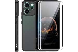 zZjoOoj Funda para OPPO Reno 14 F 5G/Reno 14 FS 5G + [2 Pieza] Protector de Pantalla de Vidrio Templado,Protección de Cámara,Carcasa Mate para OPPO Reno 14F,Negro