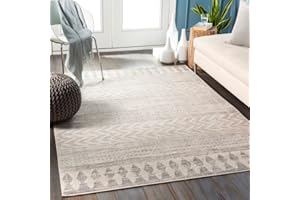 Surya Oslo - Alfombra geométrica y Abstracta escandinava de salón, Comedor, Cocina, Azteca Moderna para Dormitorio, Estilo bereber Bohemio, fácil Cuidado, Grande, 120 x 170 cm, Color Blanco