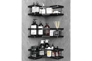 ACEMINING Caddy prysznicowy, 3-pakiet półek łazienkowych, samoprzylepna półka prysznicowa bez wiercenia, czarny prysznicowy przechowywanie, organizator prysznicowy