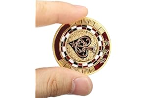 DIVISTAR Carte de Gardien de Poker en métal plaqué Or avec étui Rond en Plastique