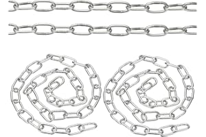 PATIKIL 1.6ft SUS304 Stainless Steel Chain, 2Pcs 2mm Metal Chain Link 0.5 Meter Small Light Duty for Home Outdoor Camping Hanging Pet Plant, Silver