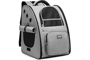 ALLSOPETS Zaino per Cani Gatti Trasportino Zaino Porta Cane Pieghevole Portatile Cuccia per Viaggi Campeggio Zaino per Animali Domestici Carico Massimo 6.5 kg Gris A