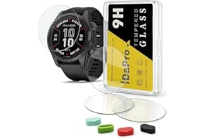 iDaPro Ochrona szyb do Garmin fenix 7S Solar / 7S / 7S Sapphire Solar szkło hartowane osłona ekranu + silikonowe zatyczki przeciwpyłowe 0,3 mm, twardość 9H, zestaw 4 szt