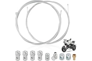 leruiyezs 2 Unidades Cable Embrague Moto Universal Kit de Reparación con Cable Acelerador Moto de 2 Metros y 9 Boquillas para Cables Compatible con Motocicletas, Motocross y Bicicletas
