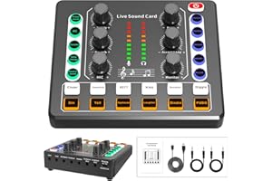 XISONO Audio-Mixer, Audio-Schnittstelle mit DJ-Mixer, Live-Soundkarteneffekte und Sprachwechsler, Podcast-Ausrüstung, Stereo-DJ-Studio-Streaming, perfekt für Live-Streaming/Podcasting/Gaming