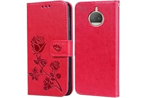 BIIULHCI for Motorola Moto G5S Plus Case, Premium Full Protection Leather Flip Wallet Phone Case for Moto G5S Plus Cover Silicone Shockproof Bumper Red