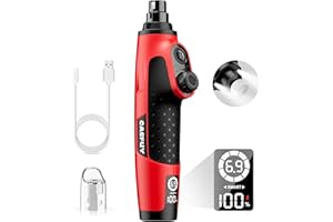 Casfuy Molinillo de uñas inteligente para perros de 6 velocidades, 50% más de potencia, con 2 luces LED, silencioso, recargable, eléctrico, para perros y gatos grandes, medianos y pequeños (rojo)