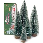Artificial Mini Bottle Brush Christmas Trees for Christmas Decoration Table Christmas Tree with Base Indoor Christmas Decorations 4/6/8/10/12 Inch