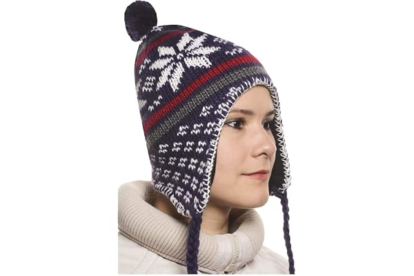Bonnet Péruvien Chullo ch'ullu avec Pompon Mixte Homme/Femme Couleurs au Choix