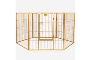 Lords & Labradors Heavy Duty Metal 80cm Puppy Play Pen, Whelping Pen, Foldable and Attaches to Crate, Suitable for Dogs, Cats, Rabbits (Gold)