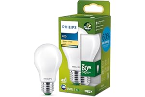 ‎PHILIPS Philips LED Classic ultraeffiziente E27 Lampe (60 W), matte LED Lampe mit warmweißem Licht, energiesparende Lampe mit langer Nutzlebensdauer, Energieeffizienzklasse A, Weiß