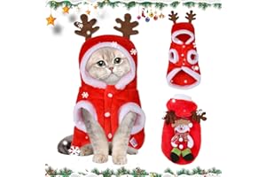 YUMCUTE Tenue De NoëL pour Chiens, Pull De NoëL pour Chiens, Cadeaux De NoëL pour Chats, Costume De Renne du Père NoëL pour Chiens, Pull De NoëL pour Chats, Manteau à Capuche pour Animaux De Compagnie