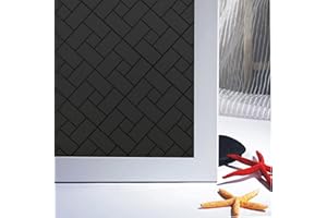 ‎ZINDOO Zindoo Fensterfolie Geometrie Schwarz, Verdunklungsfolie für Fenster Sonnenschutzfolie Ohne Kleber Gute Privatsphäre Schutz Dunkel für Badezimmer, Umkleide und Konferenzräume 75 x 200 cm