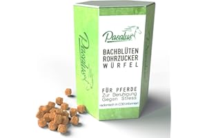 Pasalus Dés de sucre de canne et fleurs de Bach pour chevaux peureux, stressés et craintifs Pour les concours, les entraînement ou les voyages
