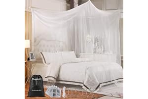 Nabance Moustiquaire 220x200x200cm Grand Moustiquaire de Lit Moustiquaire Baldaquin en Polyester Lits Simples et Doubles, Installation Facile comprend kit de suspension, sac de voyage, Autocollant