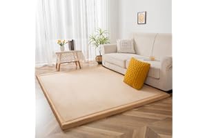 ‎BYBYME BYBYME Korallen Samtmatte Kinderteppich - Krabbeldecke für Baby Teppich - Extra Dicke 3cm und Weiche Krabbelmatte in Schönem Farbe - als Yogamatte und Teppich Wohnzimmer (Braun, 150×150cm)