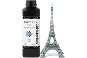 SuperFast 4K Résine d'imprimante 3D lavable à l'eau, impression 50 um en 0,6 seconde, Fabriquée en Corée par 3DMaterials (1000g, Gris)