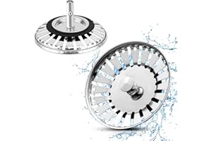 WOOWAIR 2 filtri per lavello da 304 in acciaio inox, tappo per scarico da cucina, a spina di pesce Ø 8mm, 25 mm vite, diametro 84 mm cestello per setaccio