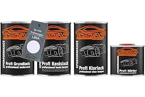 TRISTARcolor Vernice per auto Kit barattolo pronto all’uso per VW/Volkswagen LB9A Candyweiss/Candy White vernice di fondo + vernice di base + vernice trasparente 2K 3,5L