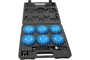 Pal Ferretería Industrial Maletín Advertencia 6 balizas señalizadoras de 16 Leds con Cargador de Coche (Azul)