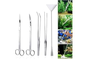 LONDAFISH Fish Tank Stainless Steel Plant Tool Set Aquarium Aquascaping Tweezers Scissors Kit 3 in 1/5 in 1/Substrate Spatula (5 in 1)