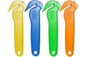 GRIPITI Box Cutter 4 Pcs, 4 Colors Utility Knife Safety Knife Cardboard Cutter Tool Box Opener Work Knifes Hook Knifes Craft Knife for DIY Cardboard Bubble Wrap Stretch Film Foam Warehouse Packaging
