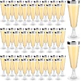 JMIATRY 100 x 160ml Reusable Plastic Champagne Flutes