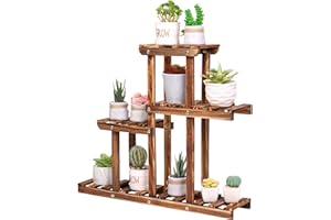 unho drewniany stojak na rośliny wewnątrz, 4-poziomowy uchwyt na doniczki na kwiaty, półki ekspozycyjne na rośliny, narożny, regał na rośliny, organizer na balkon, do ogrodu, na patio, do salonu