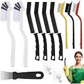 12 x Hard Bristle Crevice Brush for Washbasin and Bathroom | Multipurpose crevice brush, lightweight design. Ideal for tiles,