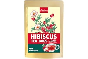 ‎TEELUX TeeLux Hibiskus Tee Beutel 100 Stück, Vegan, Reiner Natürlicher Hibiskusblüten, Säuerlich, Koffeinfrei, Aromatischer Hibiskustee Kräutertee, Laktosefrei