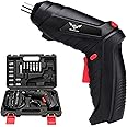 47 in 1 Electric Screwdriver, 3.6V 1300mAh Cordless Rechargeable, Front LED Light, Flexible Shaft, Micro USB, Carrying Case, Easy for Small Home Projects