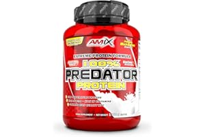 AMIX, Proteínas para Aumentar Masa Muscular con Sabor Vainilla, Predator en Formato Bote de 1 Kg, Ayuda al Crecimiento Muscular, Libre de Aspartamo, Ideal para Batidos de Proteínas