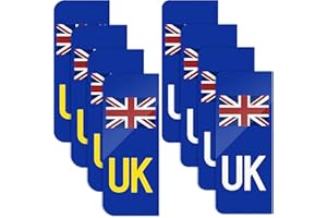 Buauty 8PCS UK Number Plate Stickers for Europe and UK Car Stickers，4 Pair of UK Car Number Plate Vinyl Stickers，for Road Legal ，Replace Standard Size Number Plates Front and Rear